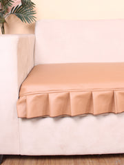 Leatherite Sofa Slip Cover Protector with Frill, Brown